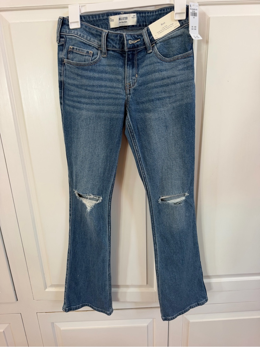 Hollister Medium Blue Distressed Flare Jeans NEW 0 regular